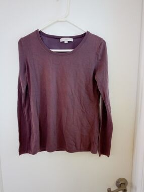 LOFT Dusty Plum Long Sleeve Crewneck Top